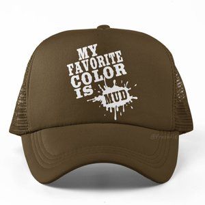 🆕My Favorite Color is Mud Foam Trucker Hat Mesh Snapback Cap Brown